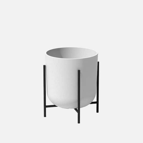 Veradek Kona 15 in. Raised with Stand White Plastic Round Planter with Black Stand