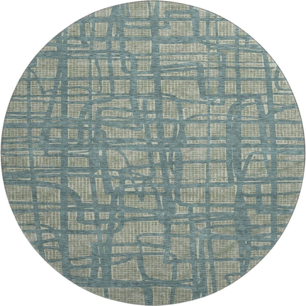 Mayfield Premium Machine Washable Abstract AMF2491 Basil 8 ft. x 8 ft. Round Rug price history on PriceWatchPro