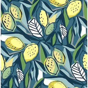 Meyer Blue Citrus Fabric Non-Pasted Matte Wallpaper