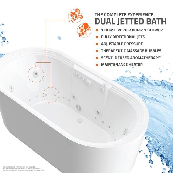 71 Acrylic LED Whirlpool & Water Massage Bathtub Decoration Transparent in  White