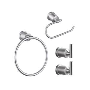 4-Piece Bath Hardware Set with Toilet Paper Holder, Towel Ring and Towel Hook Included in Brushed Nickel
