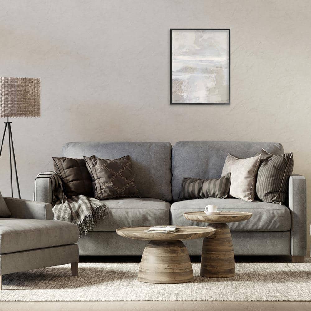 Muted Beige & Grey by Rachel Springer Black Framed Abstract Giclee Art Print 20 in. x 16 in.