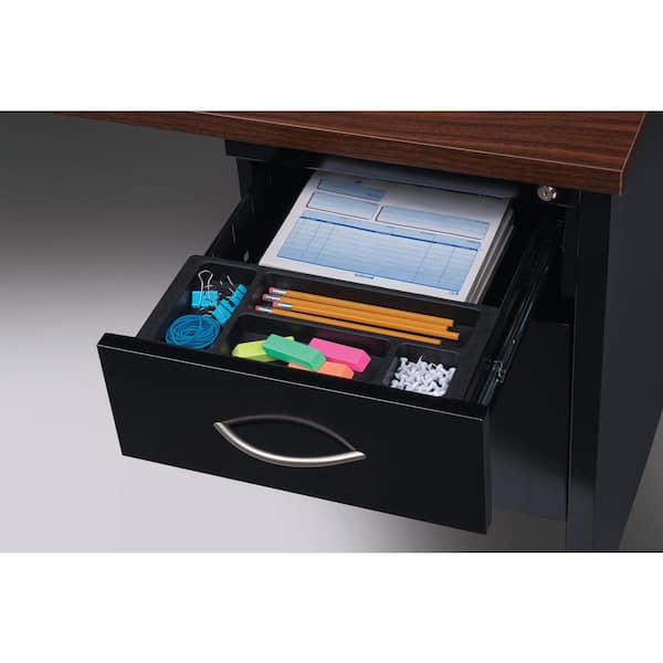 Hirsh 72 in. W x 36 in. D Black/Walnut 2-Drawer Executive Office