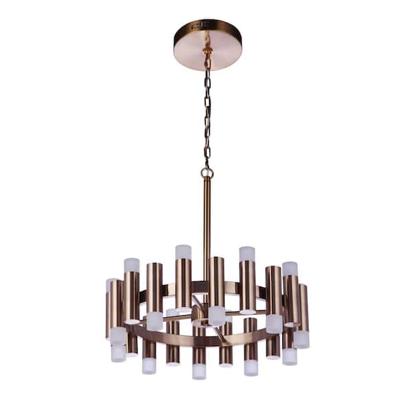 CRAFTMADE Simple Lux 20-Light Dimmable Integrated LED Satin Brass Finish Transitional Chandelier for Kitchen/Dining/Foyer