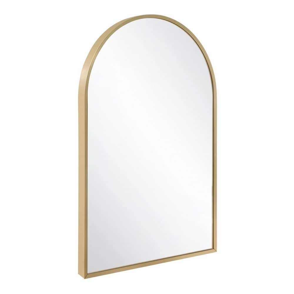 Maeve 30-Inch Gold Arched Wall Mirror with MDF Backing