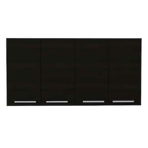 47.2 W x 23.6 H x 13.1 D. Sitka Wall Cabinet, Two Spacious Divisions, 4-Doors in Black