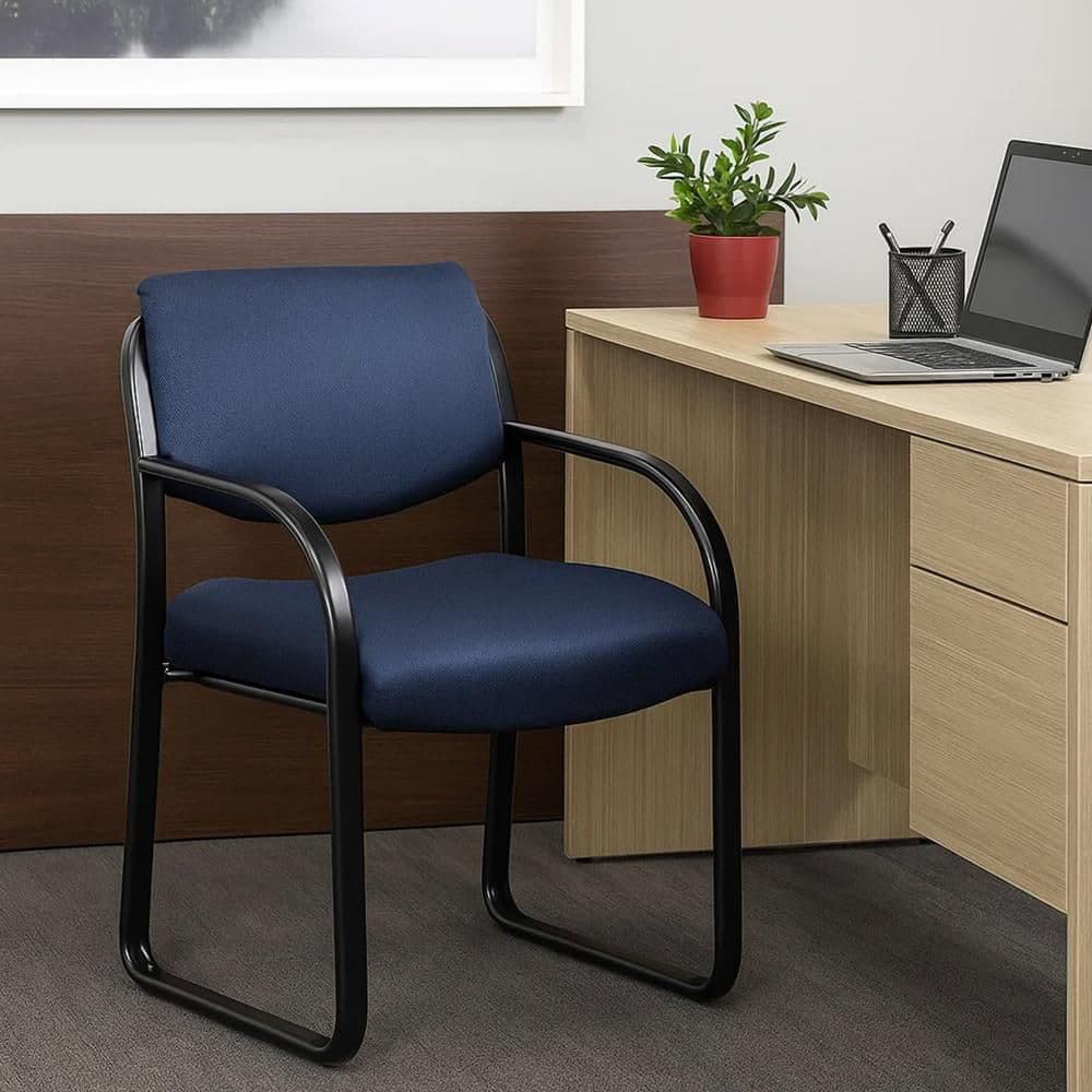 Kris Fabric Upholstered Ergonomic Guest Chair in Blue and Black with Non-Adjustable Arms price history on PriceWatchPro