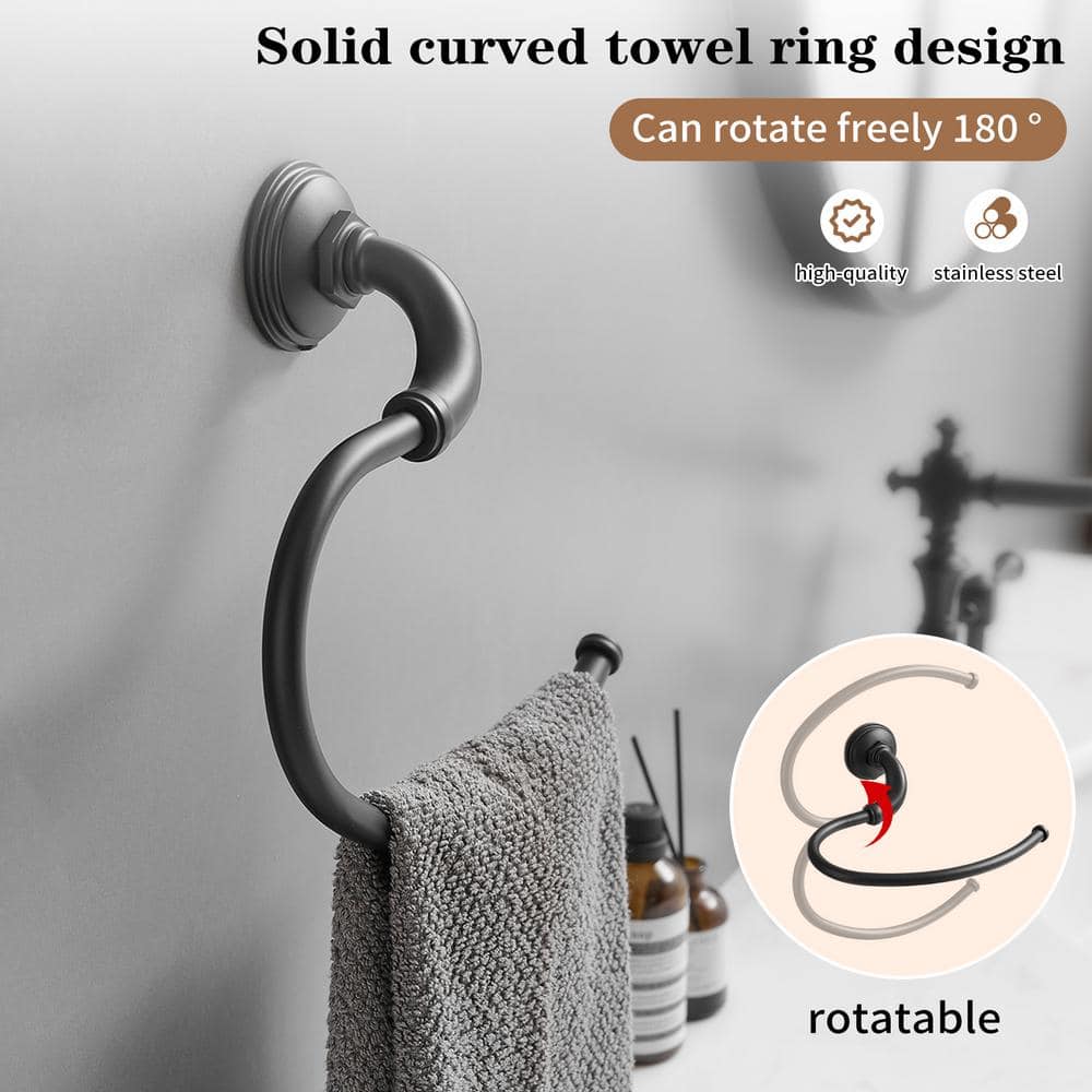 Matte Black 4-Piece Metal Bathroom Hardware Set