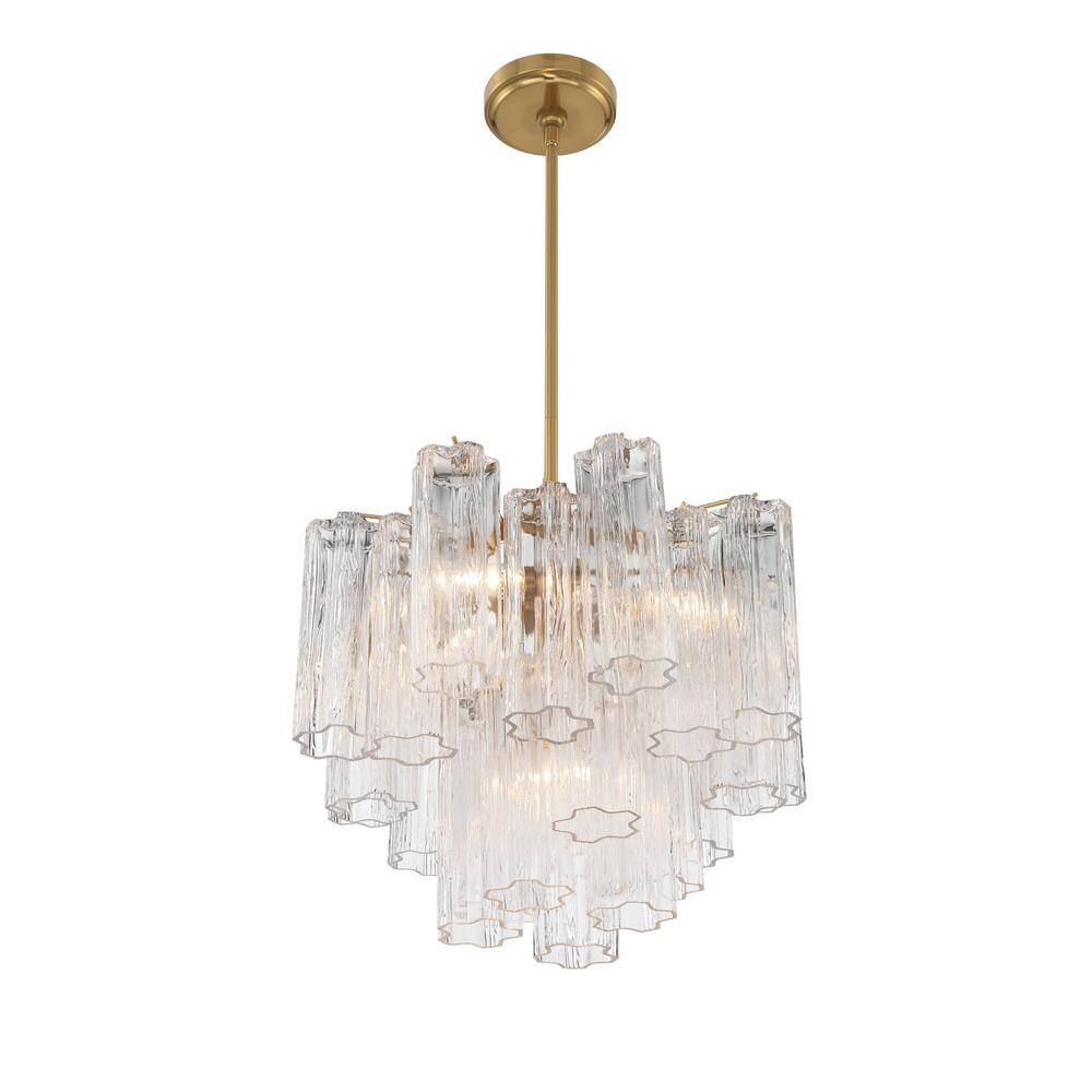 Addis 4-Light Clear Glass and Aged Brass Chandelier
