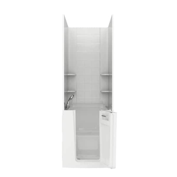 Unbranded NOVA Heated Rampart 3.2 ft. Walk-in Non-Whirlpool Bathtub with 6 in. Tile Easy Up Adhesive Wall Surround in White