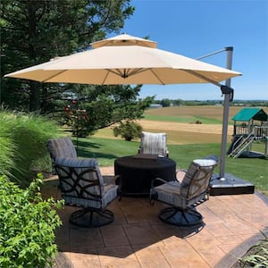 13 ft. Octagon Aluminum Patio Cantilever Umbrella for Garden Deck Backyard Pool in Beige