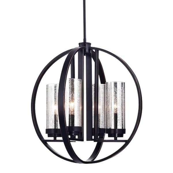 Warehouse of Tiffany 22 in. 4-Light Yuval Oil-Rubbed Bronze Finish Indoor Pendant Lamp Chandelier