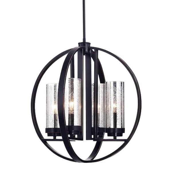 22 in. 4-Light Yuval Oil-Rubbed Bronze Finish Indoor Pendant Lamp Chandelier
