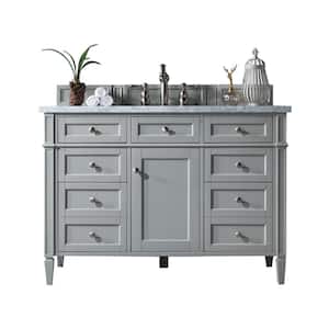 Brittany 48 in. W x 23.5 in.D x 34 in. H Single Bath Vanity in Urban Gray with Marble Top in Carrara White