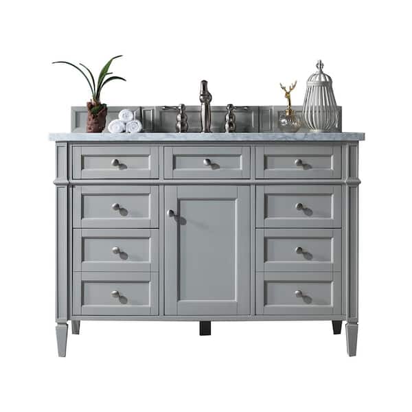 James Martin Vanities Brittany 48 in. W x 23.5 in.D x 34 in. H Single Bath Vanity in Urban Gray with Marble Top in Carrara White