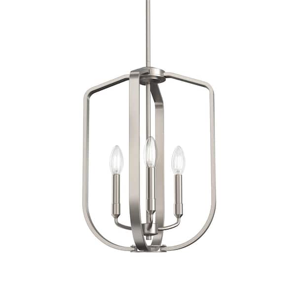 KICHLER Ettore 14 in. 3-Light Brushed Nickel Contemporary Candle Kitchen Pendant Hanging Light