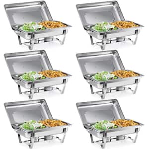 8 QT. 2-Pan Stainless Steel Rectangle Chafing Dish Buffet Catering Warmer Set 6-Piece