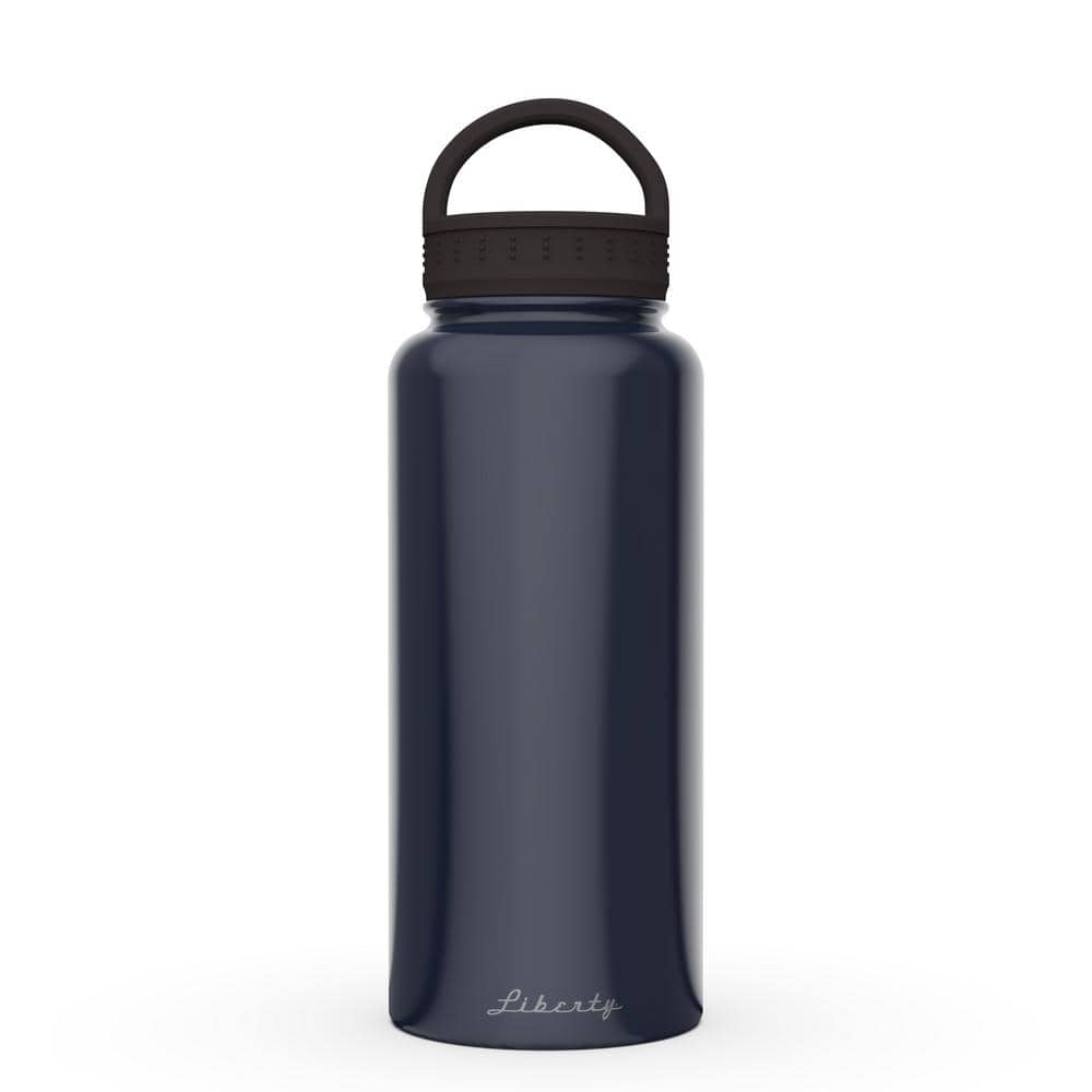 Liberty 20 oz. Sanctuary Panther Black Insulated Stainless Steel Water Bottle with D-Ring Lid