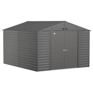 Select 10 ft. W x 12 ft. D Charcoal Metal Shed 115 sq. ft.