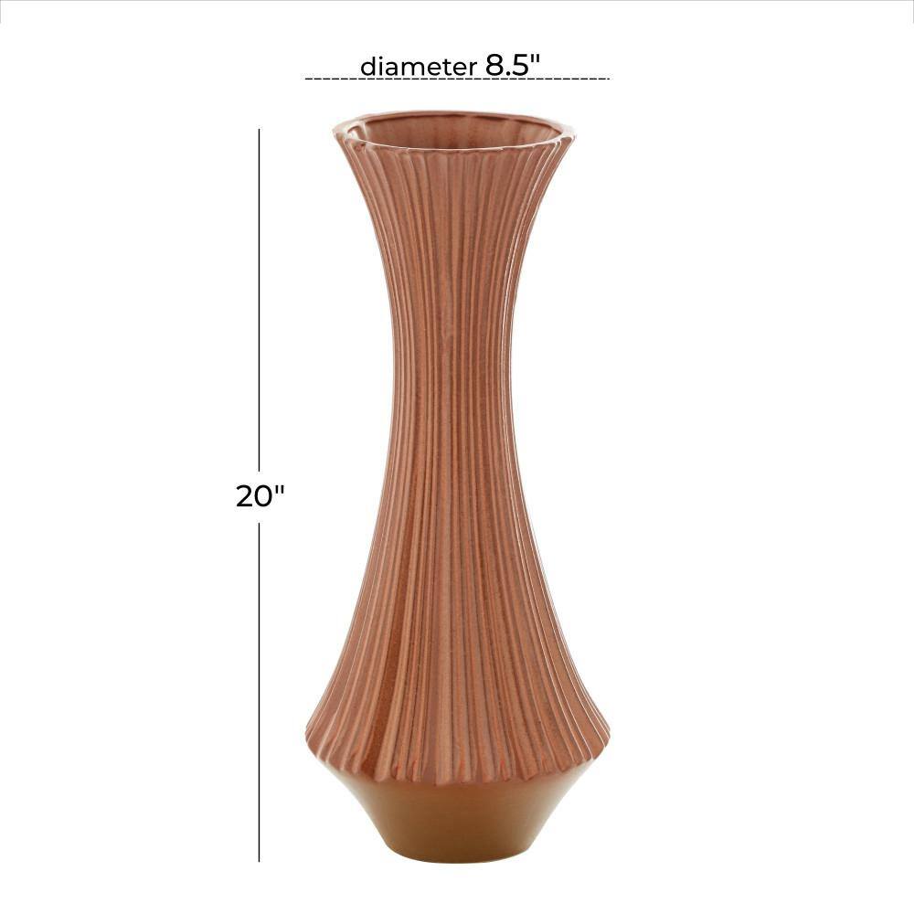 Elegant Hourglass Orange Ceramic Vase 8"x20"