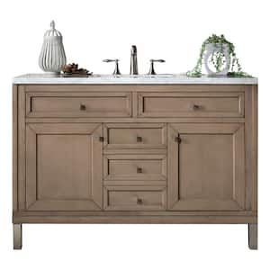 Chicago 48 in. W x 23.5 in.D x 33.8 in. H Single Bath Vanity in Whitewashed Walnut with Marble Top in Carrara White