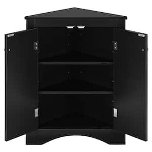 17.20 in. W x 17.20 in. D x31.50 in. H Black Triangle Linen Cabinet Household Storage Cabinet with Adjustable Shelves