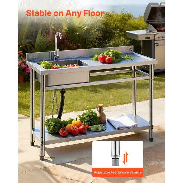VEVOR 16.9 in. Stainless Steel Commercial Sink, Single Bowl