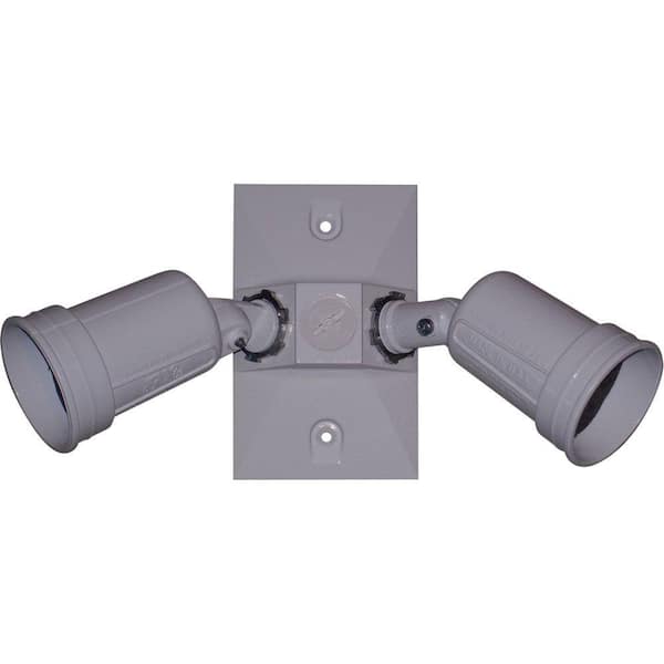Greenfield Weatherproof Lampholder Kit with Three Hole Rectangular Cover - Gray