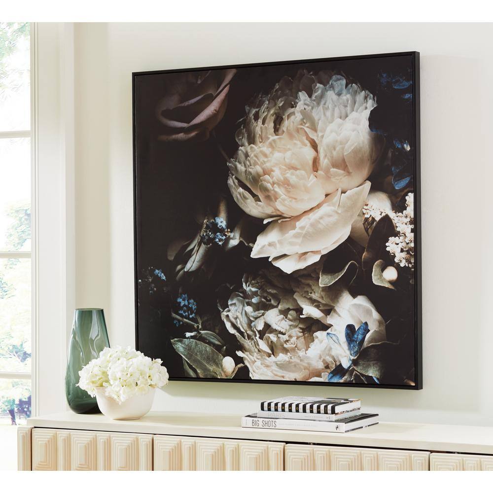 Hurshaw Beige and Dark Brown Floral Canvas Wall Art 40 x 40 Inches