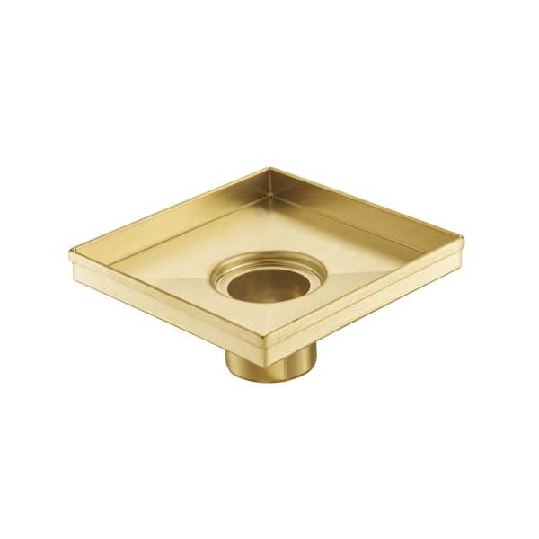 ELEGANTE DRAIN COLLECTION Tile Insert Cover 6-in x 6-in Gold Stainless  Steel Shower Drain in the Shower Drains department at