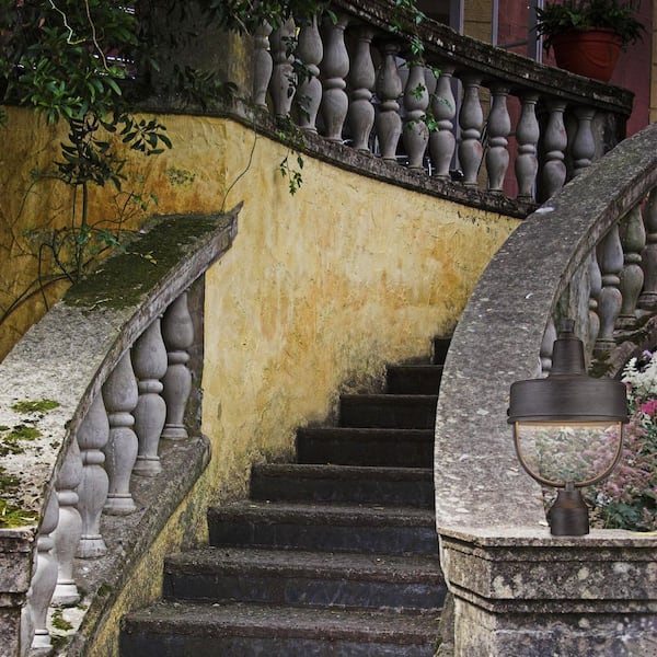 Portland Dark Sky 1-Light Weathered Pewter Steel Line Voltage Outdoor Weather Resistant Post Light with No Bulb Included