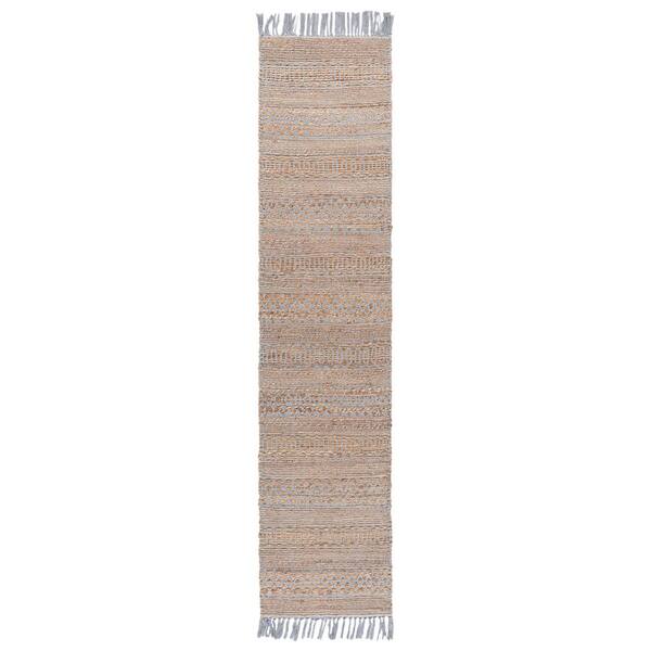 Natural Fiber 2 ft. x 9 ft. Natural/Gray Tribal Runner Rug
