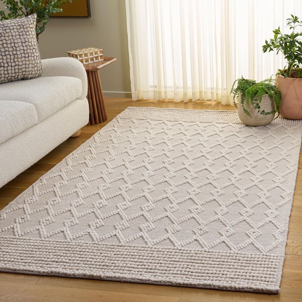 Natura 6 ft. x 9 ft. Ivory High-Low Trellis Area Rug
