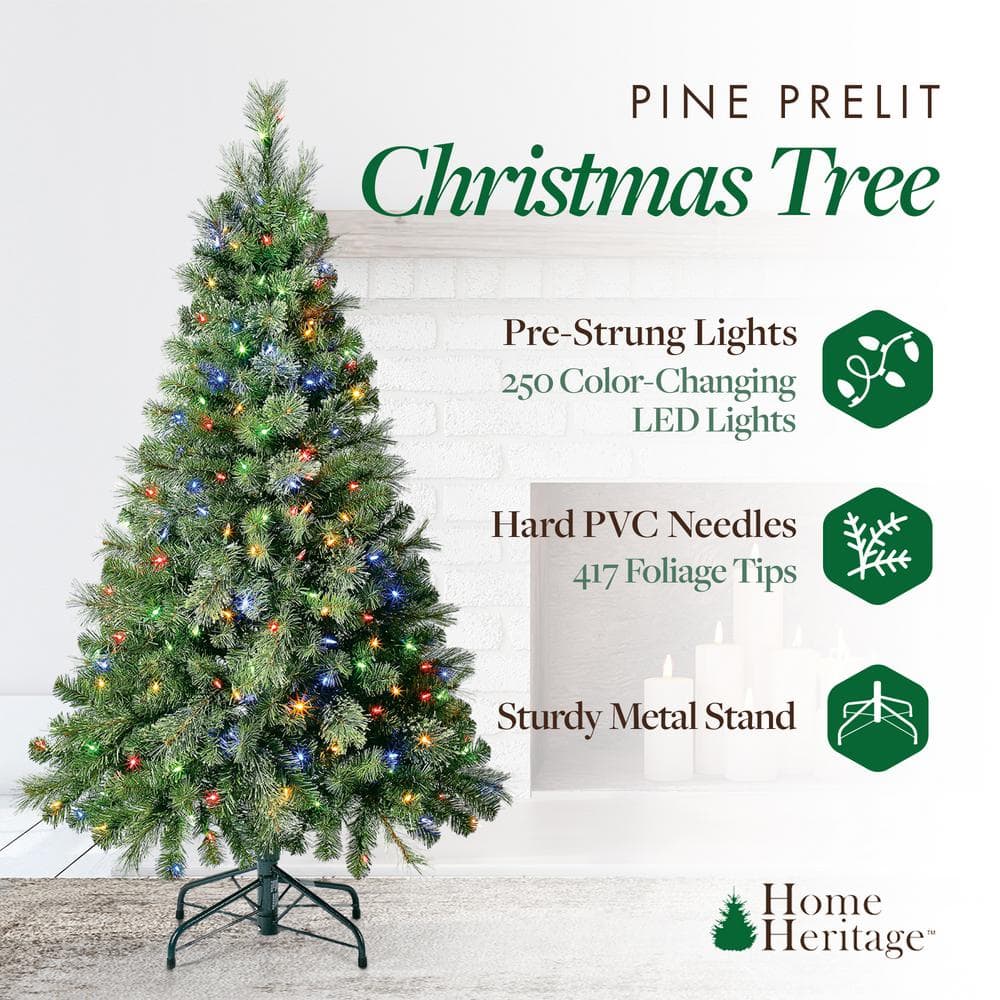 5-Foot Green Artificial Christmas Tree with Color-Changing LED Lights
