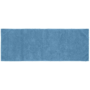 Queen Cotton Sky Blue 22 in. x 60 in. Washable Bathroom Accent Rug