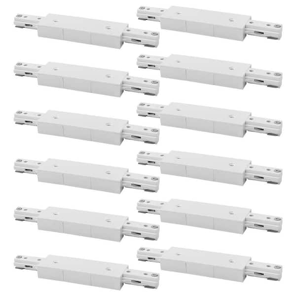 H Track Light Straight Connector, H-type Straight Line Connector, 120V 3-Wire Single Circuit Power Source, White 12 Pack