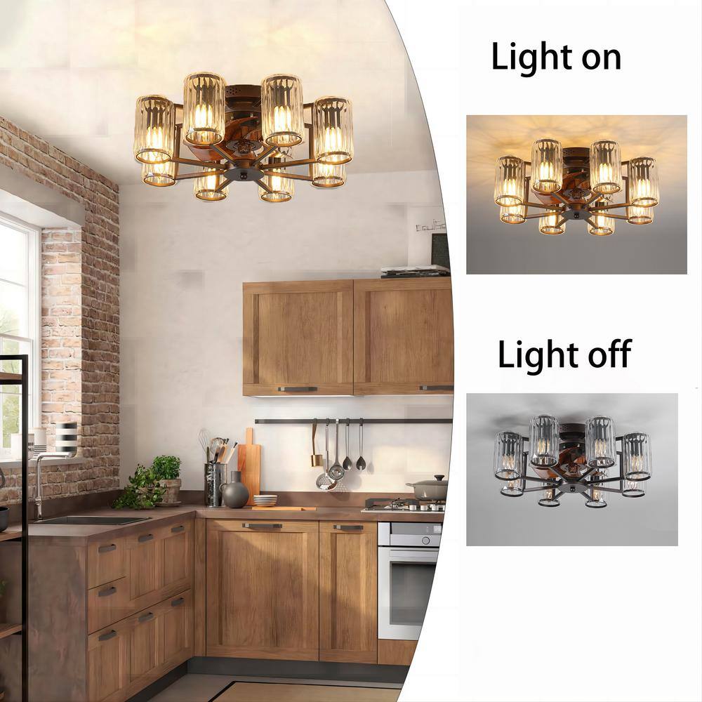22'' Bronze Low Profile Ceiling Fan with Glass Shades