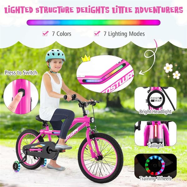 maimero　0418 Costway 18 in. LED Lighted Kids Bike with Adjustable Seat