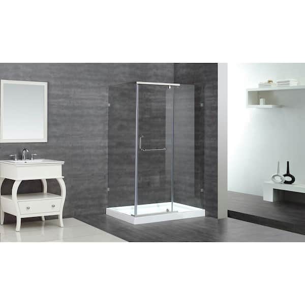 Aston SEN975 48 in. x 35 in. x 77-1/2 in. Semi-Frameless Shower Enclosure in Chrome with Right Base