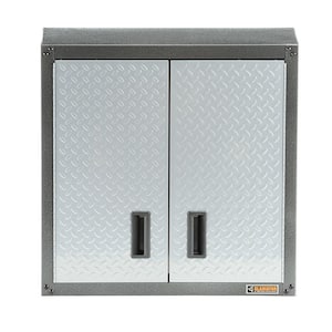 Steel 1-Shelf Wall Mounted Garage Cabinet in Silver Tread (28 in W x 28 in H x 12 in D)