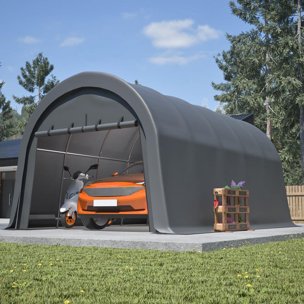 Thanaddo 12 ft. W x 20 ft. D Outdoor Gray Roof Canopy Tent Steel