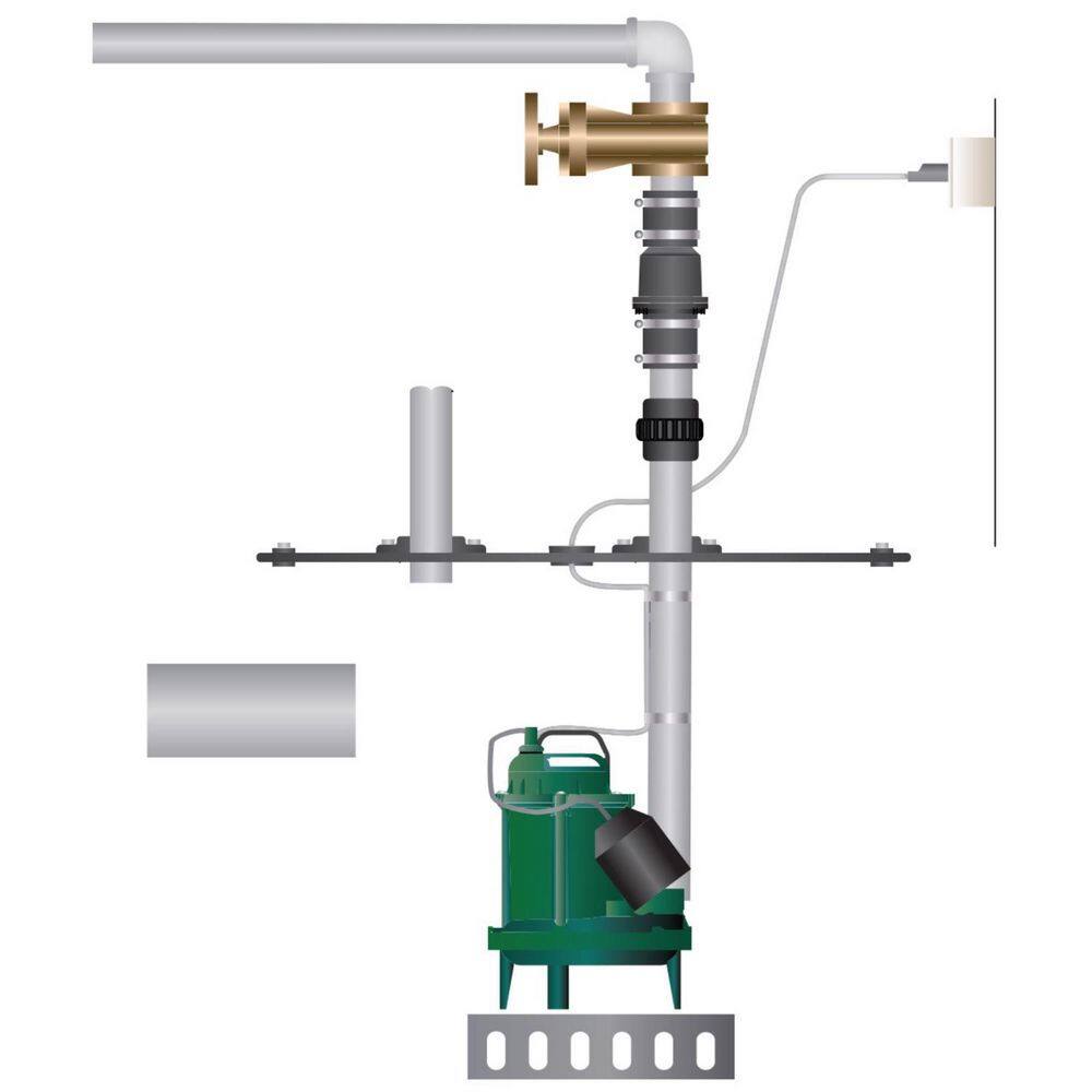 Zoeller Green Cast Iron 1/3 HP Sewage Pump with Tethered Float Switch