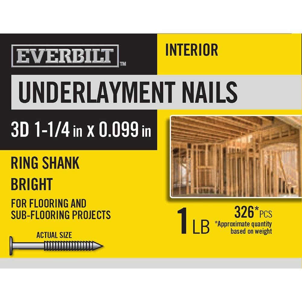 Everbilt 3D 11/4 in. Underlayment Nails Bright 1 lb (Approximately 326