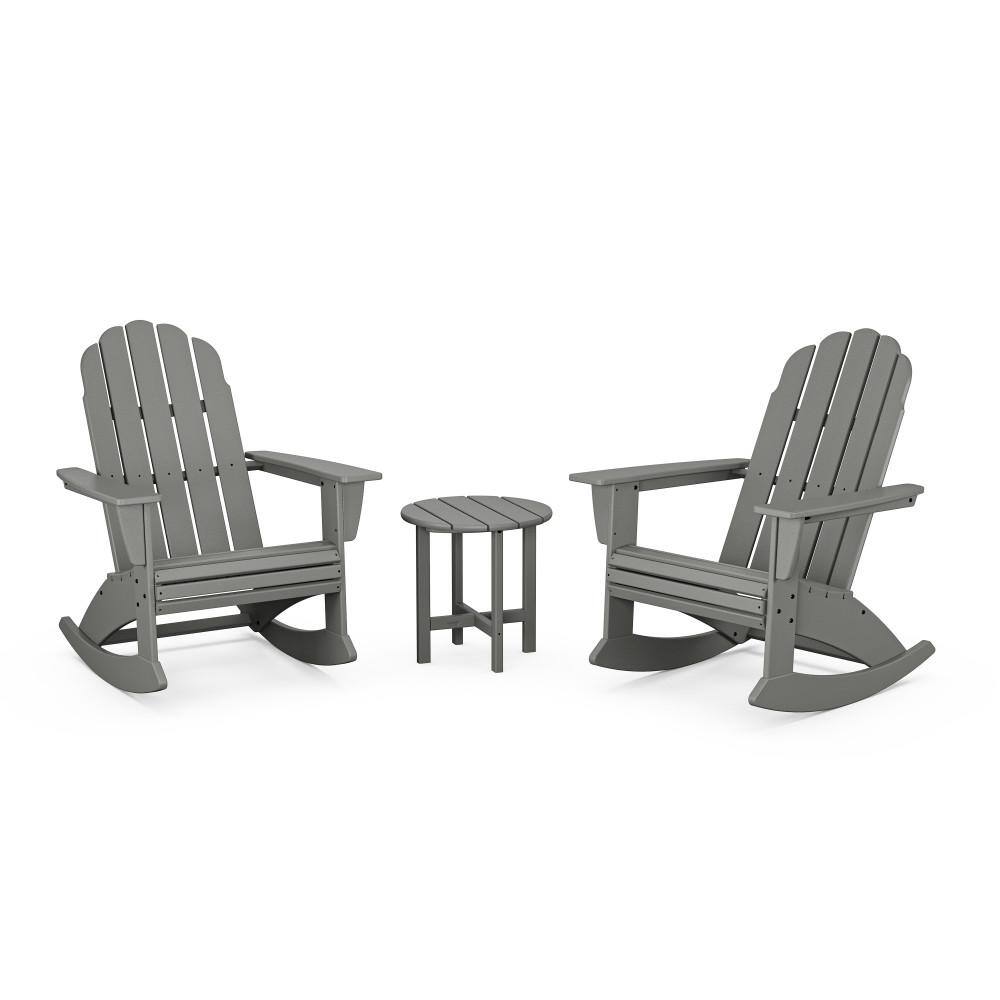 Vineyard Curveback Adirondack Rocking Chair Slate Grey 3-Piece HDPE Plastic Patio Conversation Set price history on PriceWatchPro