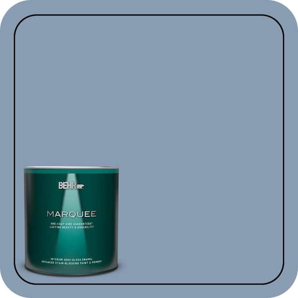 BEHR MARQUEE 1 qt. #S520-4 Private Jet One-Coat Hide Semi-Gloss Enamel Interior Paint & Primer