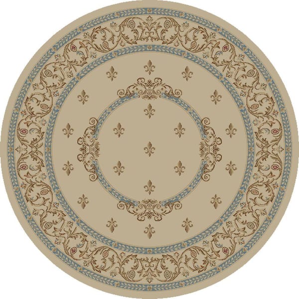 Concord Global Trading Jewel Fleur De Lysmedallion Ivory 5 ft. Round Area Rug