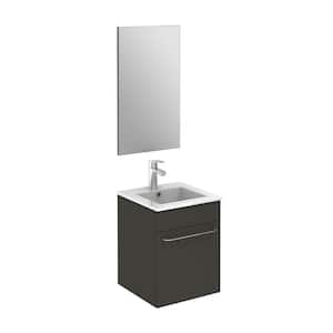 Qubo Pack 16 in. W x 16 in. D Vanity in Anthracite with Vanity Top in White with White Basin and Mirror