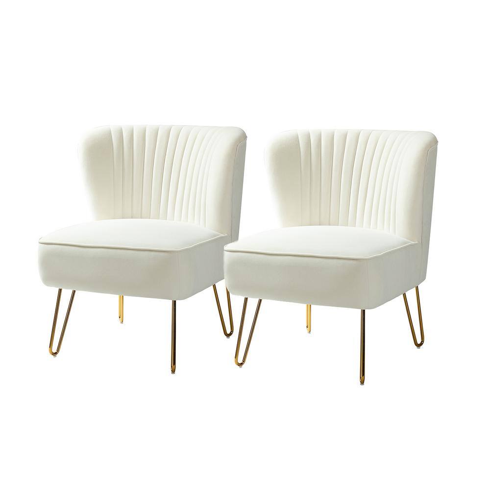 JAYDEN CREATION Alonzo Ivory Upholstery Tufted Side Wingback Chair with  Metal Base (Set of 2) CHM0120-IVORY-S2 - The Home Depot