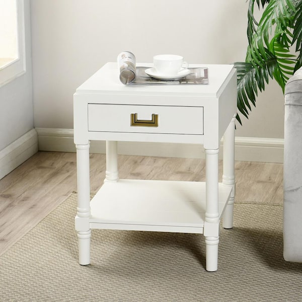Samantha 15.75 in. White Square MDF End Table