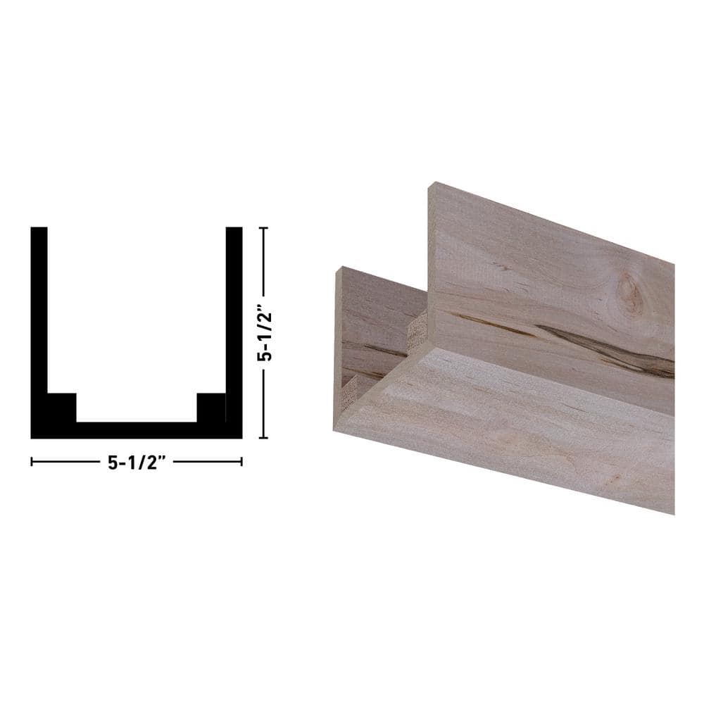 Rustic Soft Maple Unfinished U-Shaped Decorative Beam